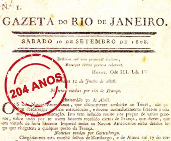 Primeiro jornal do Brasil, Gazeta do Rio de Janeiro foi lançada há 204 anos